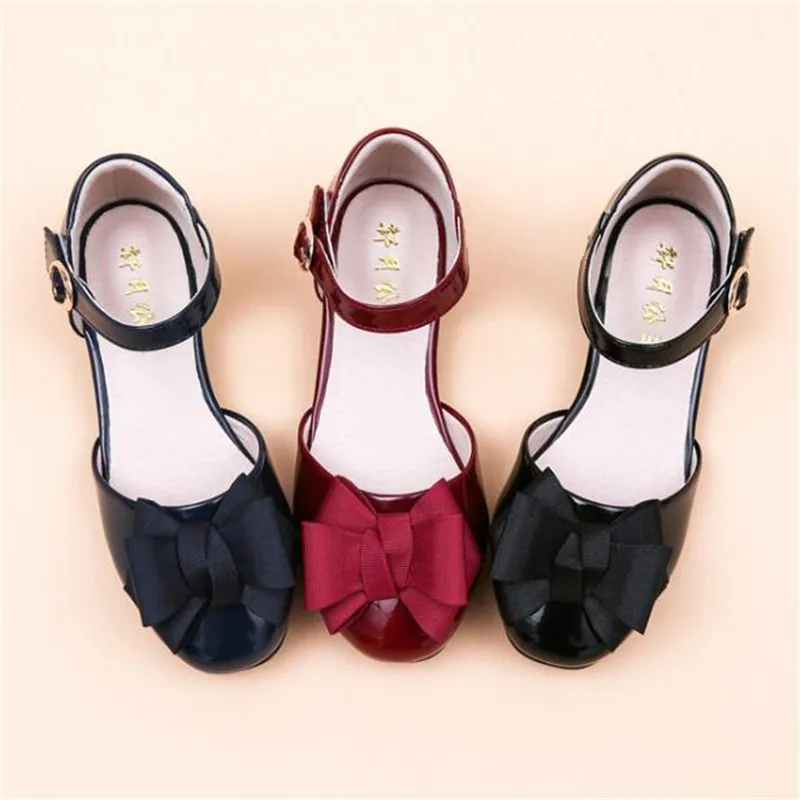 Weoneit Girl's Sandals 2020 New Children's Fashion Girls Bowtie Shoes Red Black Blue Low Heel Show Princess | Мать и ребенок
