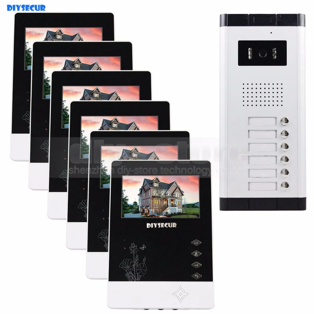DIYSECUR 4.3 inch 4-Wired Apartment Video Door Phone Audio Visual Intercom Entry System IR Camera For 6 Families
DIYSECUR 4.3 inch 4-Wired Apartment Video Door Phone Audio Visual Intercom Entry System IR Camera For 6 Families