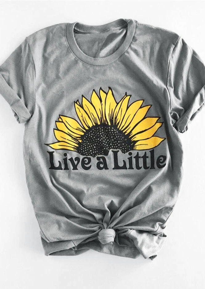 Plus Size Summer Women T-Shirt Tops Live A Little Sunflower Printed Harajuku Top Short Sleeve Casual T shirt Female Ladies Tee
Plus Size Summer Women T-Shirt Tops Live A Little Sunflower Printed Harajuku Top Short Sleeve Casual T shirt Female Ladies Tee
