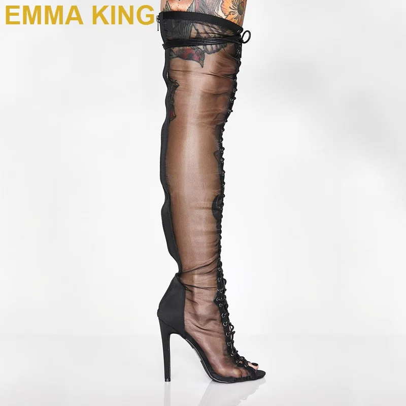 Sexy Black Mesh Women Thigh High Gladiator Sandals Boots Peep Toe Cross Strappy Ladies High Heels Rome Sandals Runway Club Shoes
Sexy Black Mesh Women Thigh High Gladiator Sandals Boots Peep Toe Cross Strappy Ladies High Heels Rome Sandals Runway Club Shoes