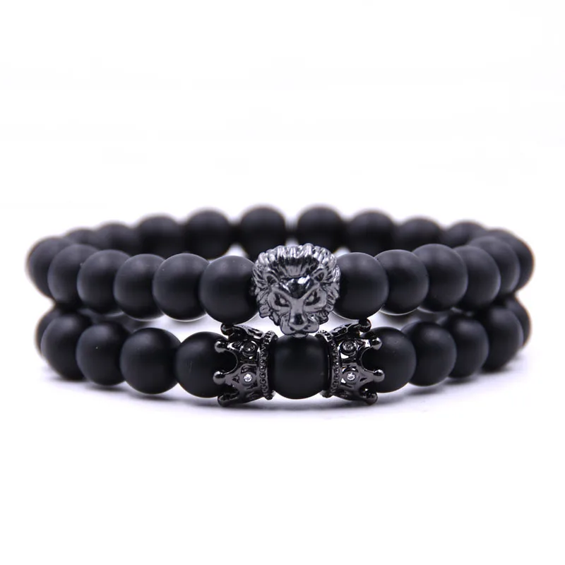 Men Bracelet Lion Head with Crown Bracelets 8mm Natural Stone Beads bracelet Pave CZ Crowns Men Women Jewelry pulseira
Men Bracelet Lion Head with Crown Bracelets 8mm Natural Stone Beads bracelet Pave CZ Crowns Men Women Jewelry pulseira