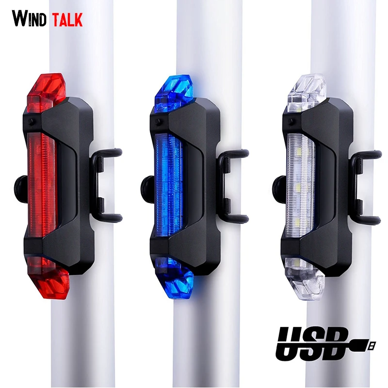 Wind Talk Waterproof USB Rechargeable Bicycle Tail Light 4 Modes Back Bike Flashing Safety Warning Lamp Rear | Спорт и развлечения