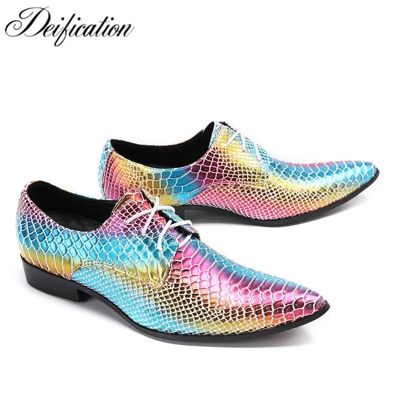Deification Italian Leather Mens Dress Shoes Pointed Toe Chaussure Homme Luxury Mixed Colors Print Male Formal Party Flats Shoes
Deification Italian Leather Mens Dress Shoes Pointed Toe Chaussure Homme Luxury Mixed Colors Print Male Formal Party Flats Shoes