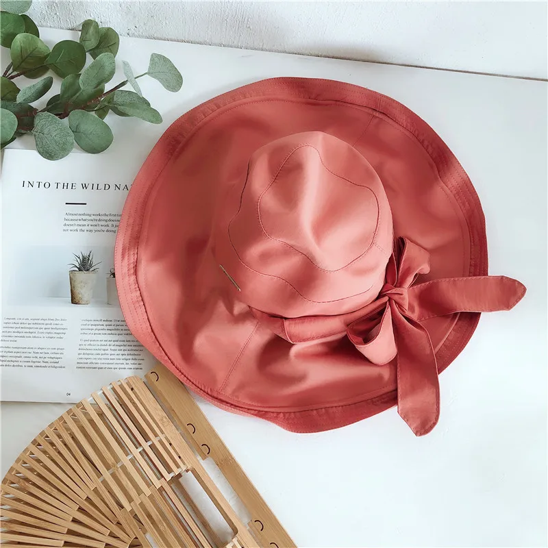 Summer Women Hats Solid Color Caps New Fashion Bow Knot Fisherman Hat Basin Cap Folding Sunscreen Super Large Visor
Summer Women Hats Solid Color Caps New Fashion Bow Knot Fisherman Hat Basin Cap Folding Sunscreen Super Large Visor