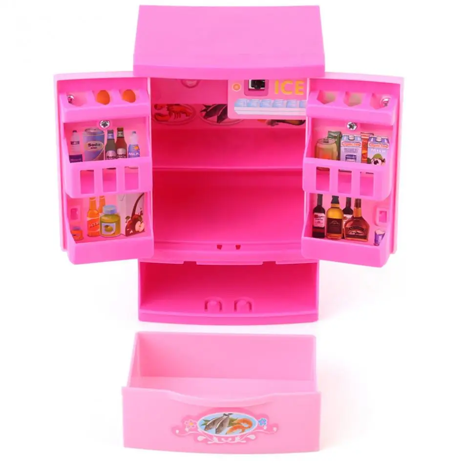 Mini Pink Refrigerator Fridge Kids Children Role Play Toy Indoor Game Playing House Educational Home Appliance | Игрушки и хобби