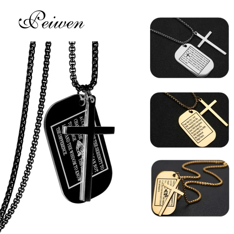Military Style Dog Tags Cross Pendant Necklace Christian Lord's Prayer Bible Verse For Men Women Stainless Steel Charm Choker
Military Style Dog Tags Cross Pendant Necklace Christian Lord's Prayer Bible Verse For Men Women Stainless Steel Charm Choker