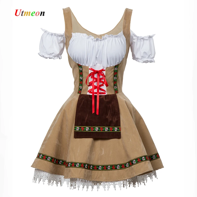 UTMEON S 4XL сексуальный костюм для девочек горничной из Баварской шерсти нарядное