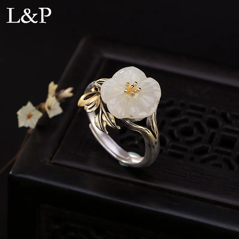 L&P Retro Real 925 Sterling Silver Ring For Women Elegant Natural Jade Adjustable Ring Jewels For Anniversary Gift
L&P Retro Real 925 Sterling Silver Ring For Women Elegant Natural Jade Adjustable Ring Jewels For Anniversary Gift