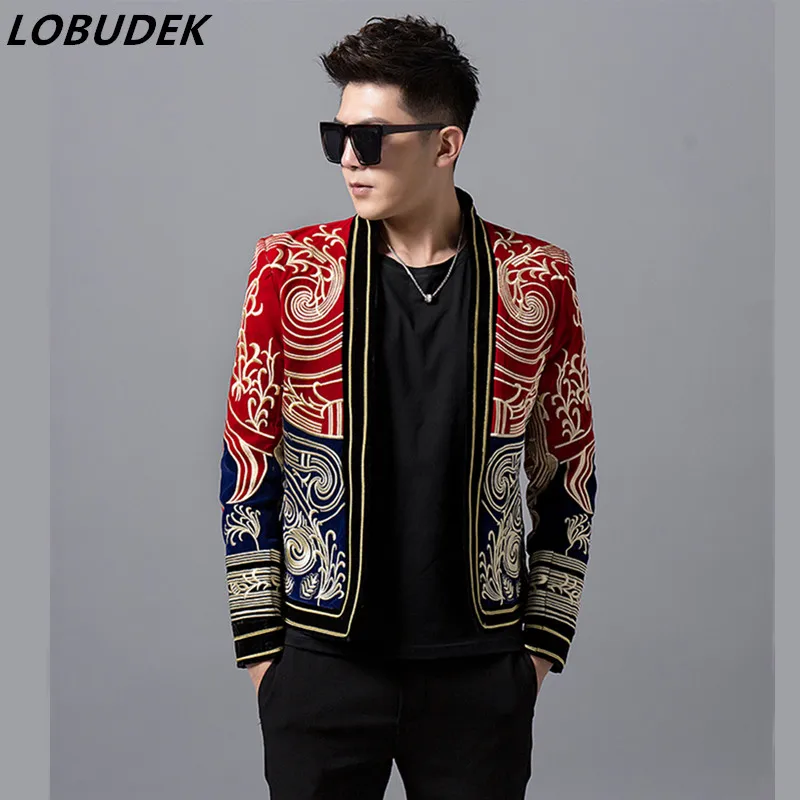 nightclub Men's Slim Dragon robe Embroidery Jacket Party Male Singer Stage Performance Costume Fashion casual coat overcoad
nightclub Men's Slim Dragon robe Embroidery Jacket Party Male Singer Stage Performance Costume Fashion casual coat overcoad