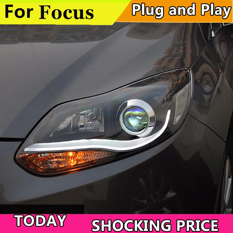 

doxa Car Styling 2012 2013 2014 for Ford Focus LED Headlights fpr New Focus 3 DRL Lens Double Beam H7 HID Xenon bi xenon lens