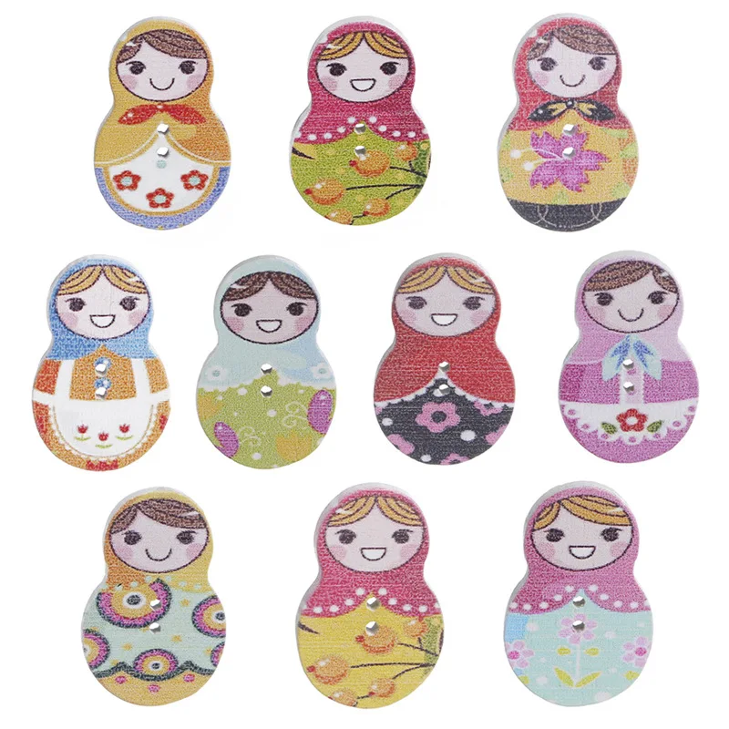 Модная винтажная деревянная русская брошь кукла заколки цветная Babushka нагрудный
