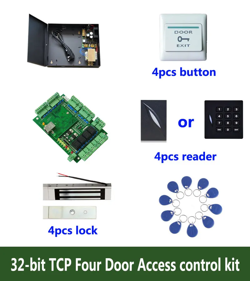 Набор для контроля доступа RFID 32 бит, четырехдверный контроллер доступа TCP + Powercase + магнитный замок 180 кг + считыватель ID + кнопка + 10 идентификационных бирок, телефон
Набор для контроля доступа RFID 32 бит, четырехдверный контроллер доступа TCP + Powercase + магнитный замок 180 кг + считыватель ID + кнопка + 10 идентификационных бирок, телефон