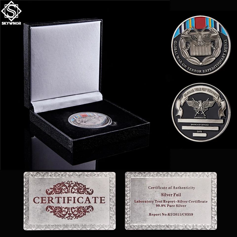 USA Challenge Collectible Coin Global War On Terror Expeditionary Awarded To Branch of Service Replica Coin W/ Luxury Box
USA Challenge Collectible Coin Global War On Terror Expeditionary Awarded To Branch of Service Replica Coin W/ Luxury Box