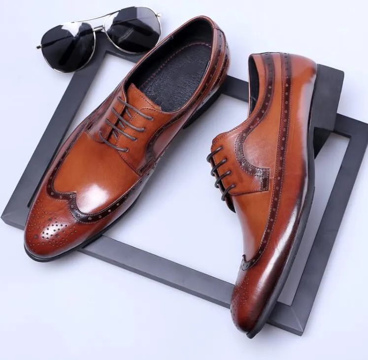 Dress shoes men genuine leather pointed toes lace up carved brogue shoes vintage smart casual shoes mix colour moccasins
Dress shoes men genuine leather pointed toes lace up carved brogue shoes vintage smart casual shoes mix colour moccasins