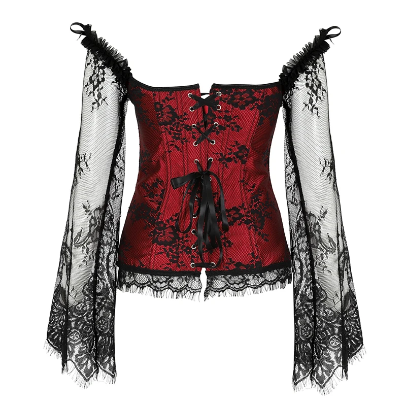Bridal Corset Tops for Women with Sleeves Style Victorian Retro Burlesque Lace Corset and Bustiers Wedding Vest Fashion Red
Bridal Corset Tops for Women with Sleeves Style Victorian Retro Burlesque Lace Corset and Bustiers Wedding Vest Fashion Red