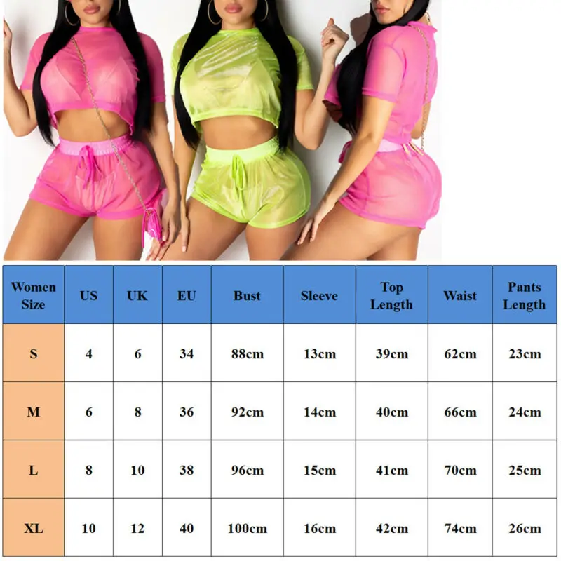 2019 Women Sexy Clubwear Fluorescence Fitness Mesh Fishnet Crop Two Pieces Sets Tops And High Waist Shorts Suits
2019 Women Sexy Clubwear Fluorescence Fitness Mesh Fishnet Crop Two Pieces Sets Tops And High Waist Shorts Suits