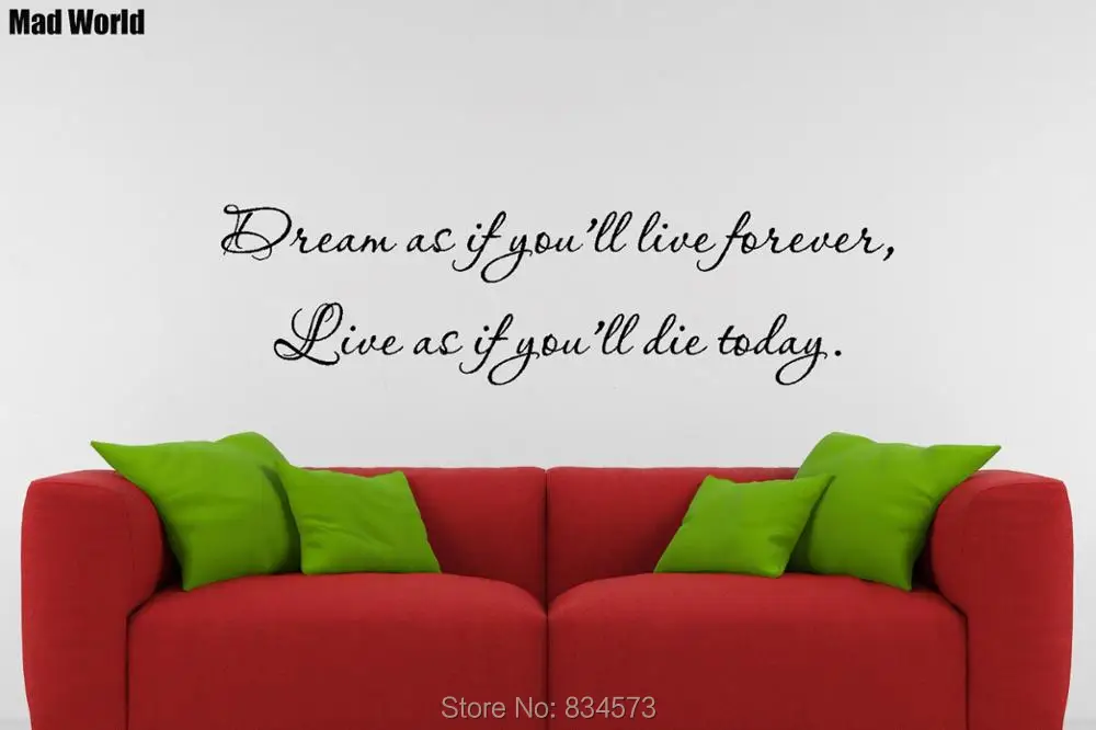 Mad World-Dream as if you'll live forever Wall Art Stickers Wall Decal Home DIY Decoration Removable Room Decor Wall Stickers
Mad World-Dream as if you'll live forever Wall Art Stickers Wall Decal Home DIY Decoration Removable Room Decor Wall Stickers