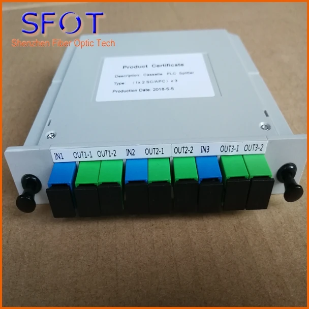 3 1*2 PLC волоконно оптический сплиттер Кассетный тип используется в FTTH коробке SC/APC
