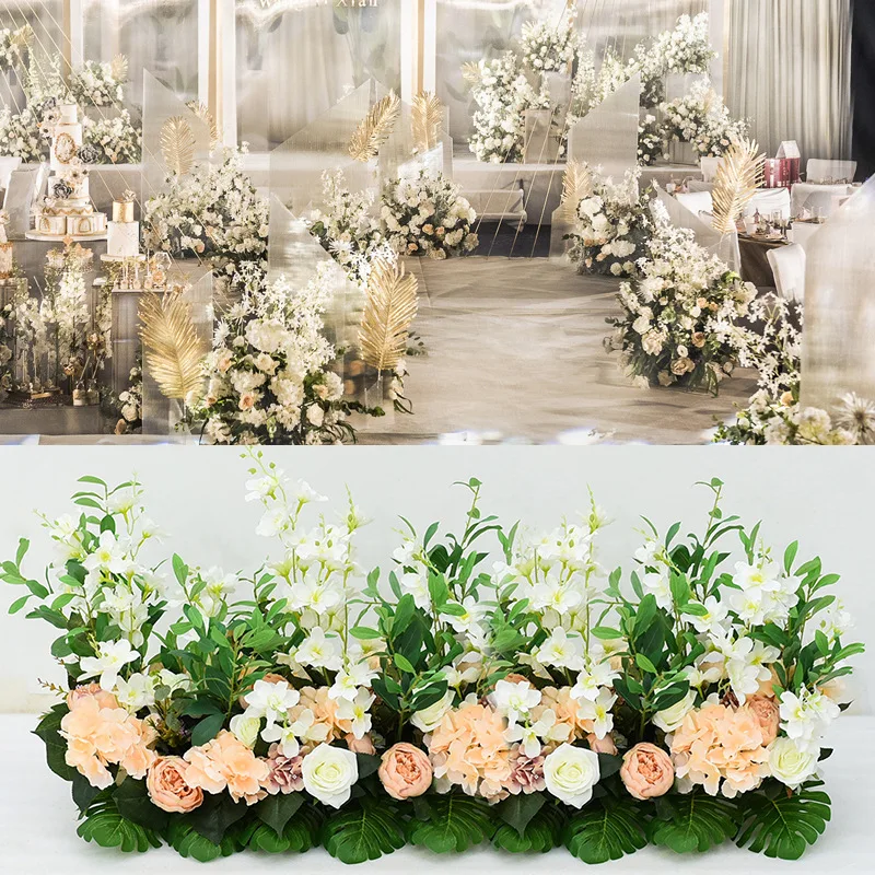Custom wedding silk artificial flower row flower arrangement hotel wedding decoration T stage layout background props road decor
Custom wedding silk artificial flower row flower arrangement hotel wedding decoration T stage layout background props road decor