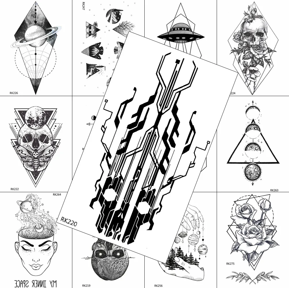 Black Temporary Tattoos Sticker Geometric Realistic Fake Body Art Arm Legs Tattoos For Men Planets Flower Waterpoof Tattoo Party
Black Temporary Tattoos Sticker Geometric Realistic Fake Body Art Arm Legs Tattoos For Men Planets Flower Waterpoof Tattoo Party