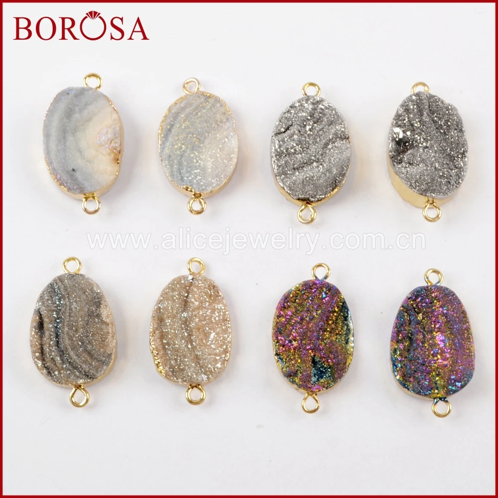 BOROSA Wholesale Druzy Pendant Natural Stone Oval AB Color Titanium Galaxy Connector Double Bails G1617
BOROSA Wholesale Druzy Pendant Natural Stone Oval AB Color Titanium Galaxy Connector Double Bails G1617