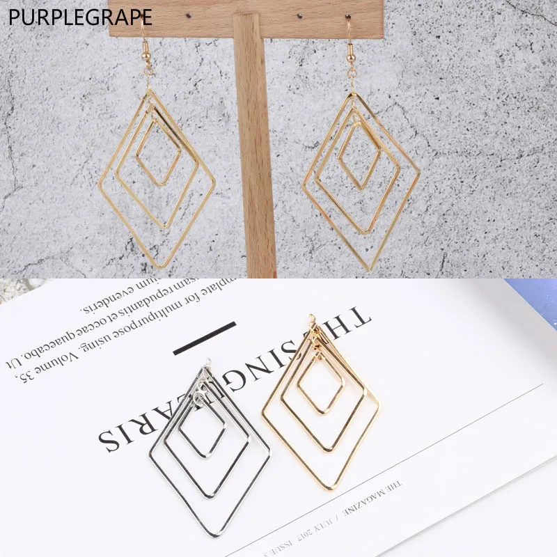DIY Jewelry Accessories Copper Plated 18k Gold Color Simple Three-layer Diamond Shaped Earrings Pendant Material Pendant 6pcs
DIY Jewelry Accessories Copper Plated 18k Gold Color Simple Three-layer Diamond Shaped Earrings Pendant Material Pendant 6pcs