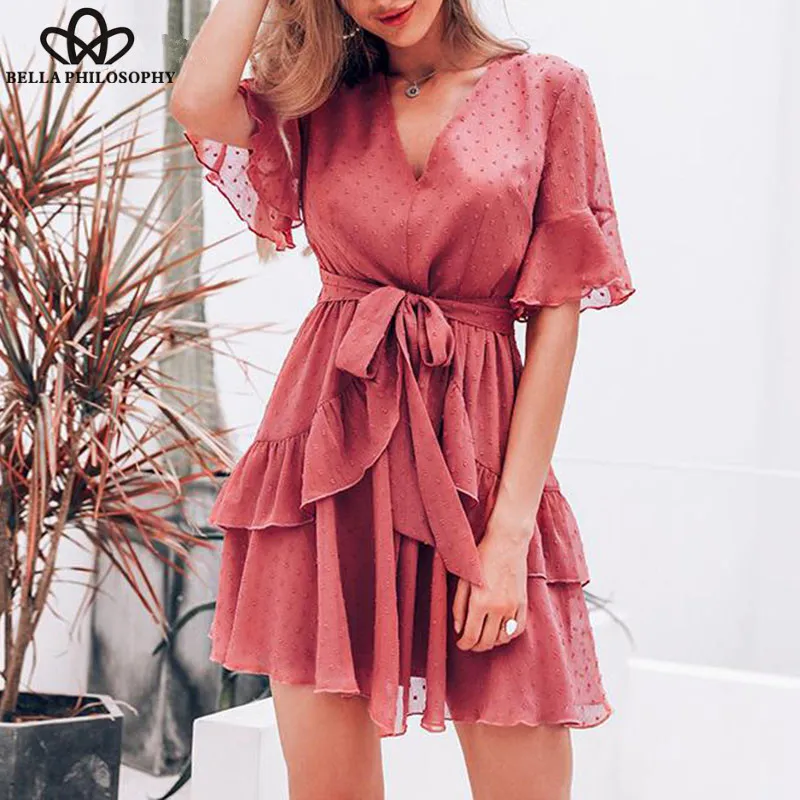 Женский Шифоновый Сарафан в горошек Heydress пикантное многослойное короткое платье