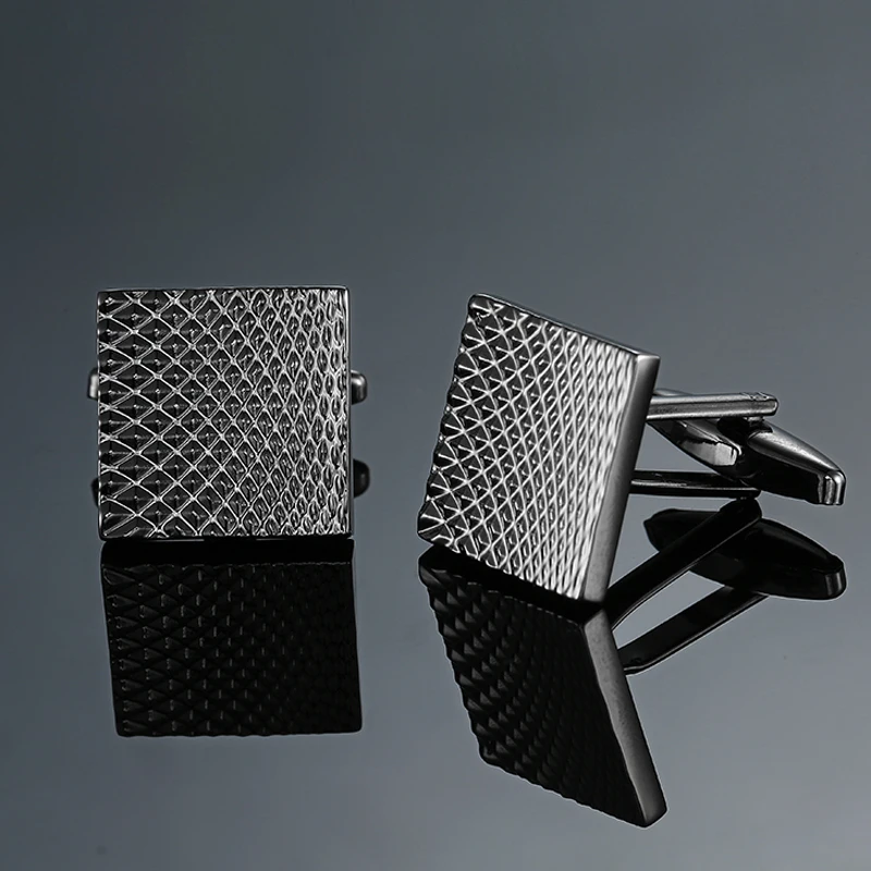 

DY New luxury design gun black square hand carved pattern Cufflinks Men's French shirt Cufflink free shipping