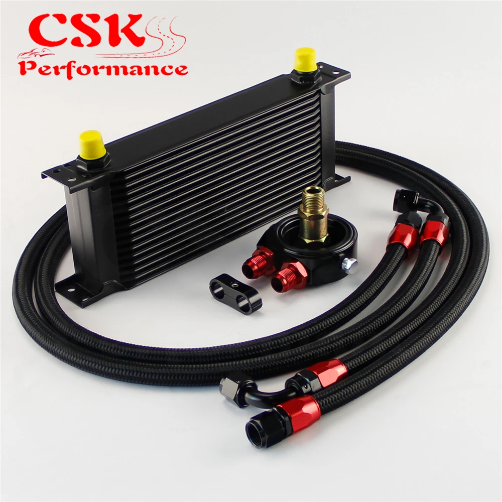 AN8 16 Row 248mm Universal Engine Transmission Oil Cooler British Type + Aluminum Filter Hose End Kit Black/Blue
AN8 16 Row 248mm Universal Engine Transmission Oil Cooler British Type + Aluminum Filter Hose End Kit Black/Blue