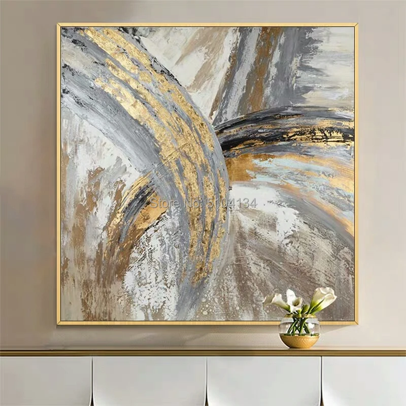 Hand-painted Thick Textured Abstract Grey Color and Gold Foil Oil Painting on Canvas Oil Modern Painting Fine Art Picture
Hand-painted Thick Textured Abstract Grey Color and Gold Foil Oil Painting on Canvas Oil Modern Painting Fine Art Picture