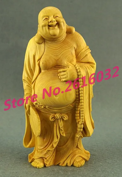 

Delicate Lovely Chinese Traditional Handicrafts Boxwood Maitreya Statue Smile to Often Open
