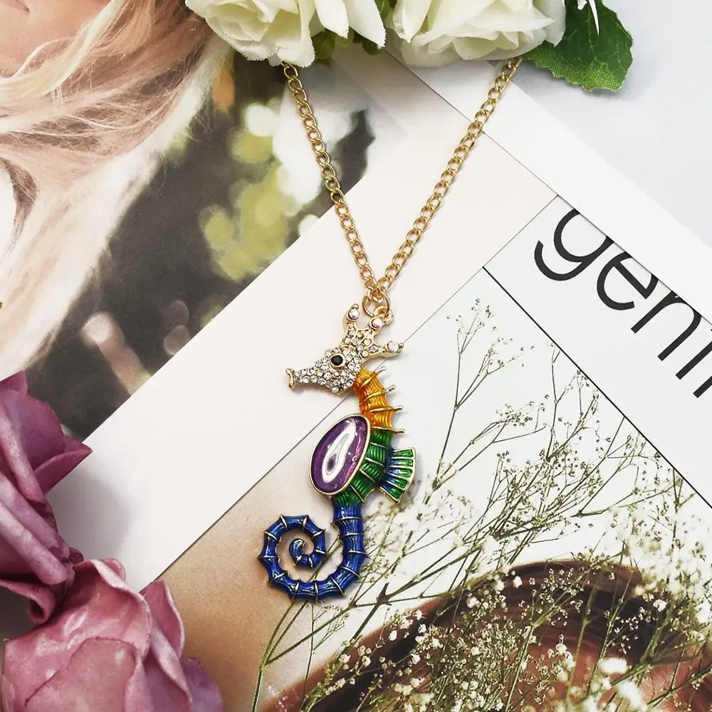 New Metal Jewelry Enamel Pendant Necklace For Women Fashion Multicolor Alloy Hippocampus Charms Rhinestone jewelry gift
New Metal Jewelry Enamel Pendant Necklace For Women Fashion Multicolor Alloy Hippocampus Charms Rhinestone jewelry gift
