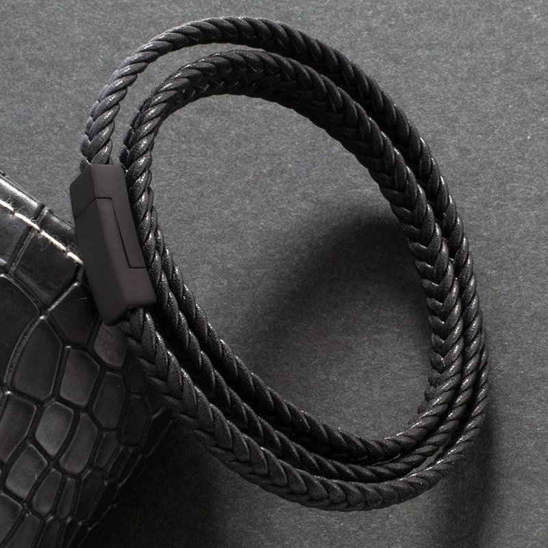 Fashion Bracelet Men Multilayer Leather Bangles Magnetic Clasp Braided Multi Layer Wrap Trendy Armband pulsera hombre | Украшения и