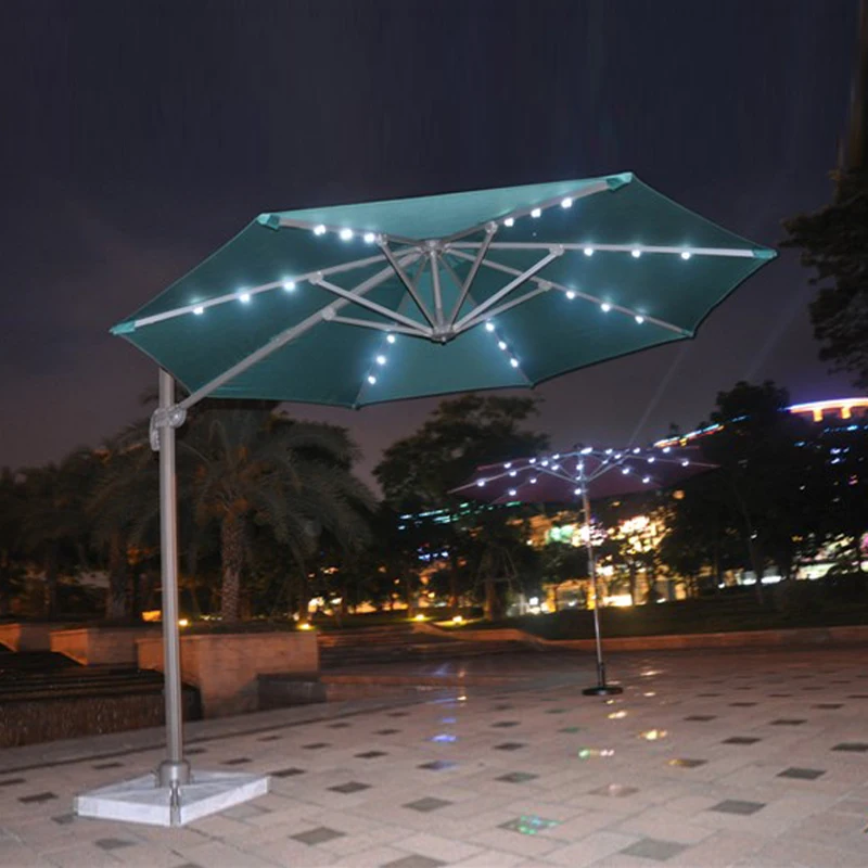 

Dia 3 meter side pole aluminum patio parasol Outdoor umbrella with solar Led light garden sunshade furniture covers (no base)