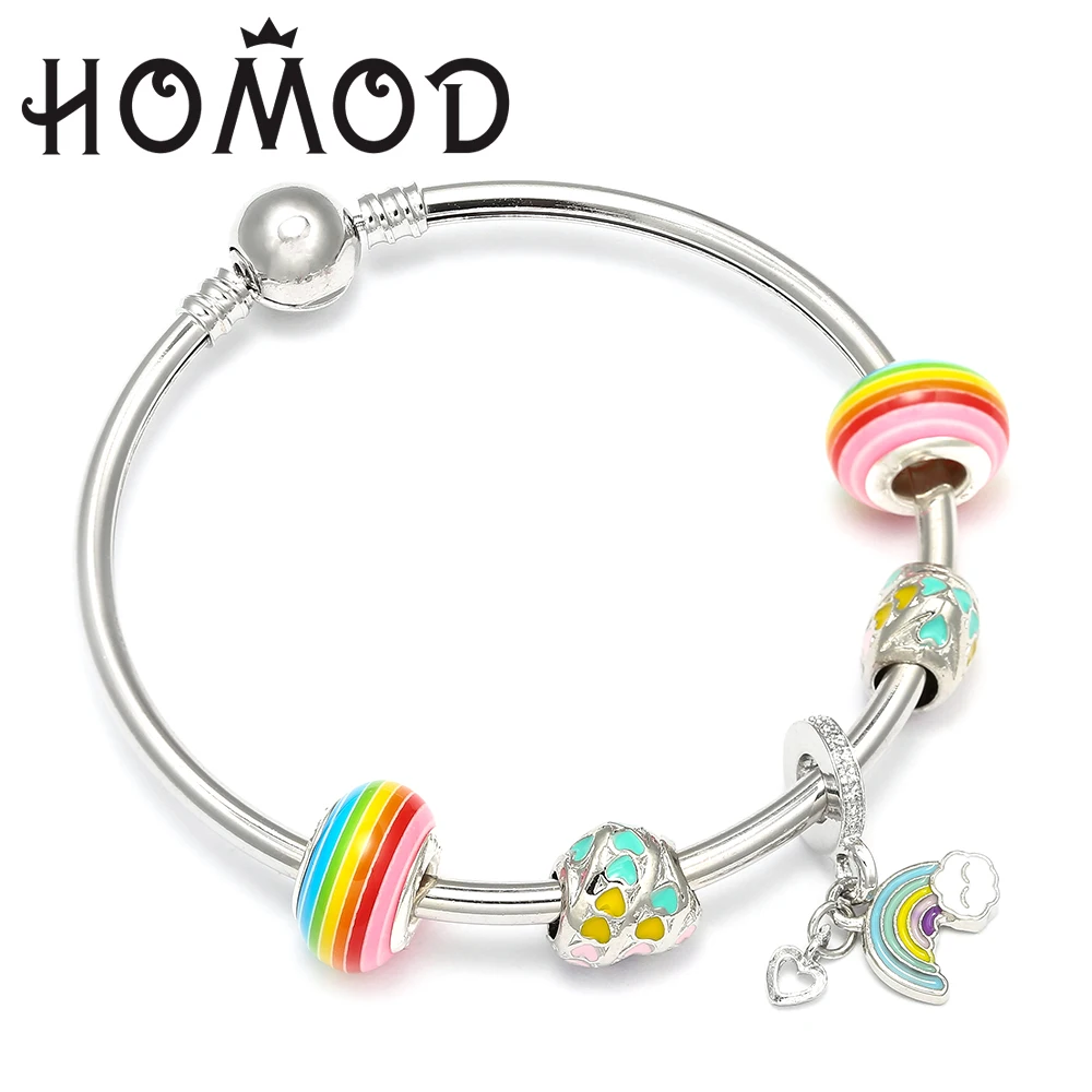 HOMOD Rainbow of love Charms Bracelet & Bangles For Women Fashion Jewelry With Beads Brand Bracelet 2019 New
HOMOD Rainbow of love Charms Bracelet & Bangles For Women Fashion Jewelry With Beads Brand Bracelet 2019 New