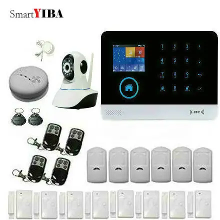 

SmartYIBA WIFI GSM SMS Wireless Home Business Security Alarm Camera System Smoke Detector support IOS/Android Apps Control
