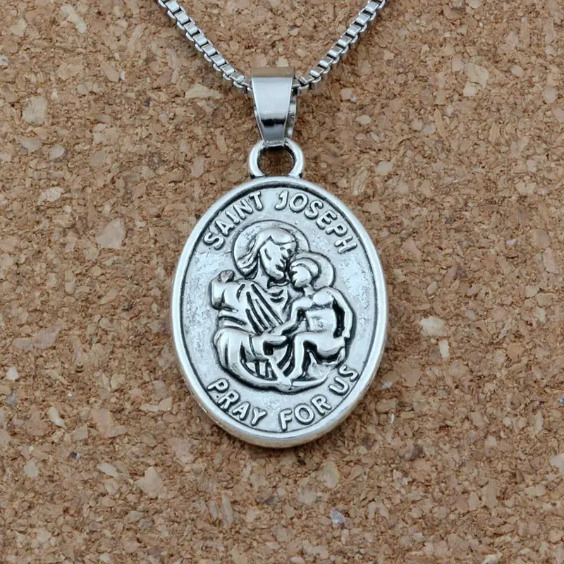 20Pcs/Lots "SAINT JOSEPH PRAY FOR US" Religion Tibetan Silver Alloy Charms Pendant Necklaces Jewelry DIY 23.6 Inches Chains
20Pcs/Lots "SAINT JOSEPH PRAY FOR US" Religion Tibetan Silver Alloy Charms Pendant Necklaces Jewelry DIY 23.6 Inches Chains