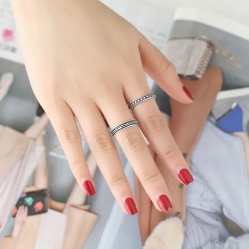 OMHXZJ Wholesale Personality Fashion OL Woman Girl Party Wedding Gift Black Vintage Designs Open S925 Sterling Silver Ring RN288
OMHXZJ Wholesale Personality Fashion OL Woman Girl Party Wedding Gift Black Vintage Designs Open S925 Sterling Silver Ring RN288