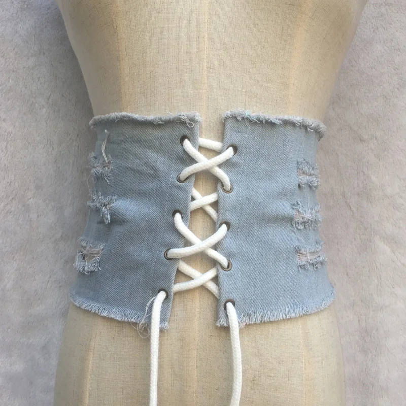 

Vintage Jeans Fabric Strap Up Corset Bandage Women Waist Belt 2017 New Shape-Making Midriff-Cinchers