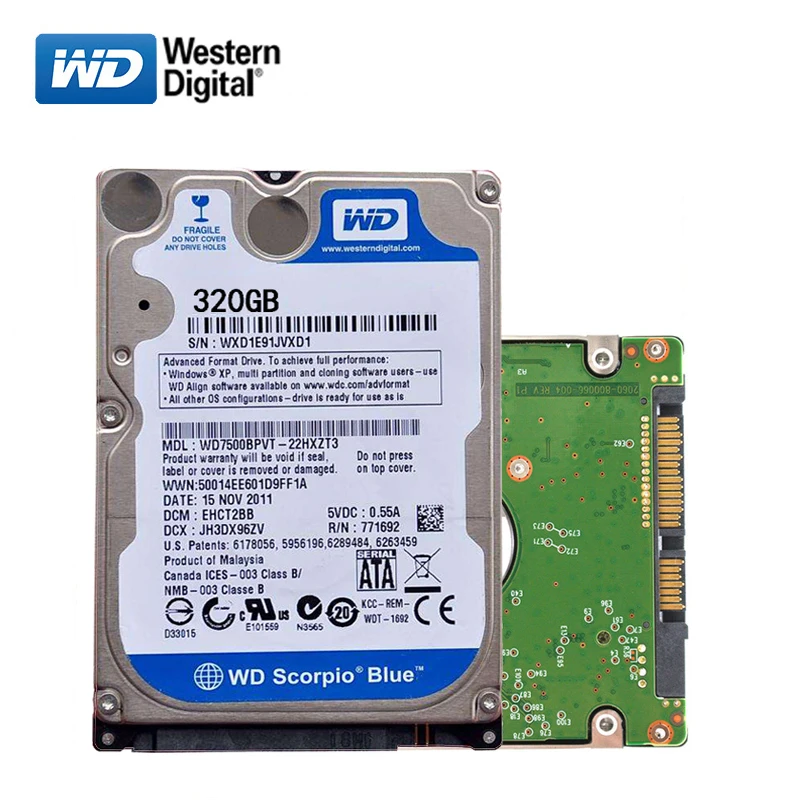 WD бренд 2 5 "320 ГБ SATA2 SATA3 портативных ПК Тетрадь внутренний жесткий диск Мб/16 Мб 320