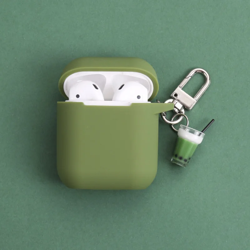 Новый милый силиконовый чехол с зеленым молочным чаем для Apple AirPods Bluetooth наушники
