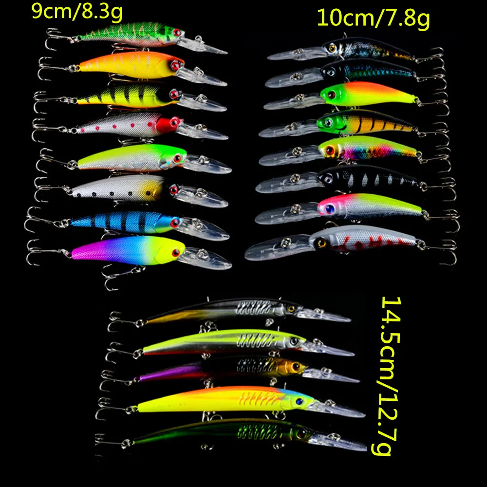 Hot 21pcs/lot Fishing Lure Mixed Fishing Tackle of 21 Color Mix 3 Models Minnow Fishing Bait
Hot 21pcs/lot Fishing Lure Mixed Fishing Tackle of 21 Color Mix 3 Models Minnow Fishing Bait