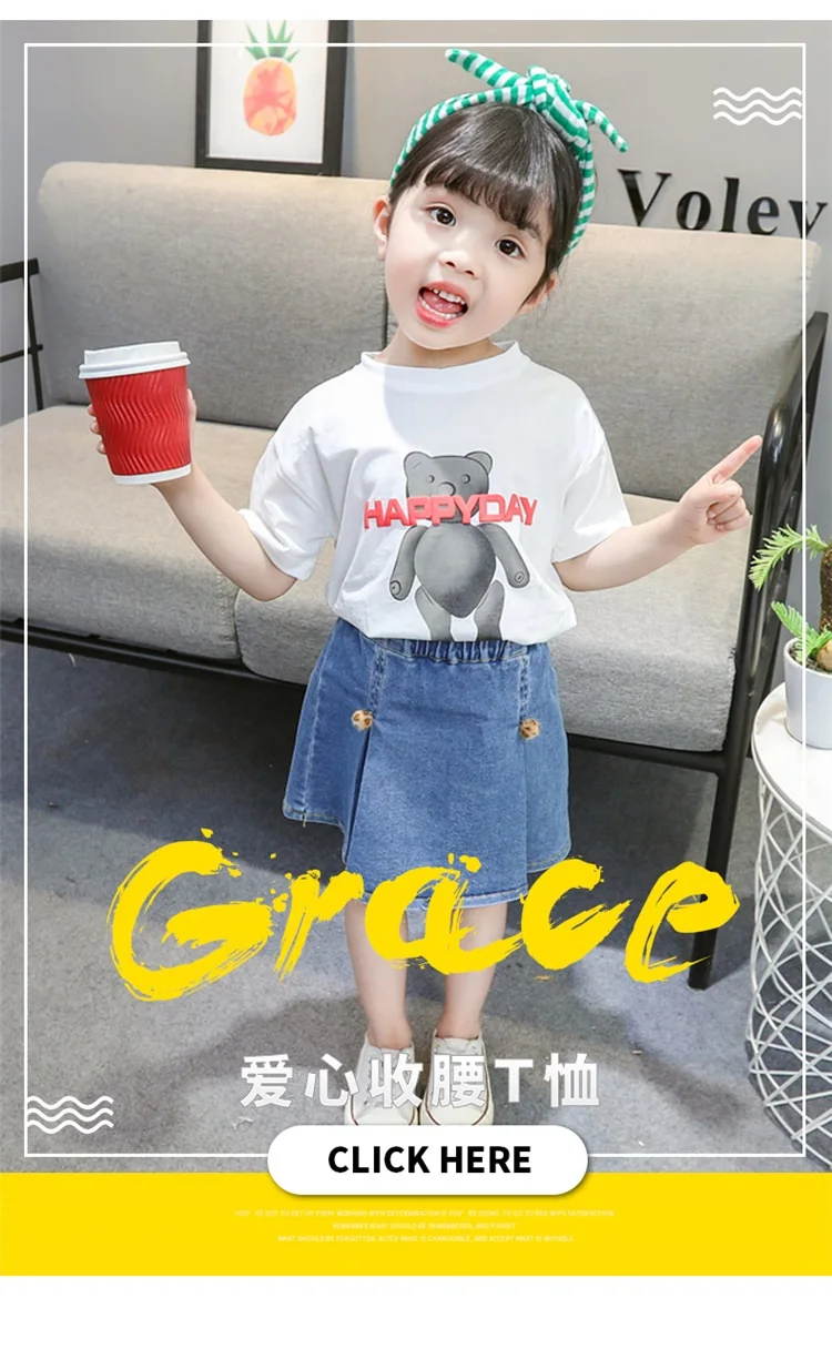 2019 летняя футболка для девочек с короткими рукавами и шортами хлопковый топ