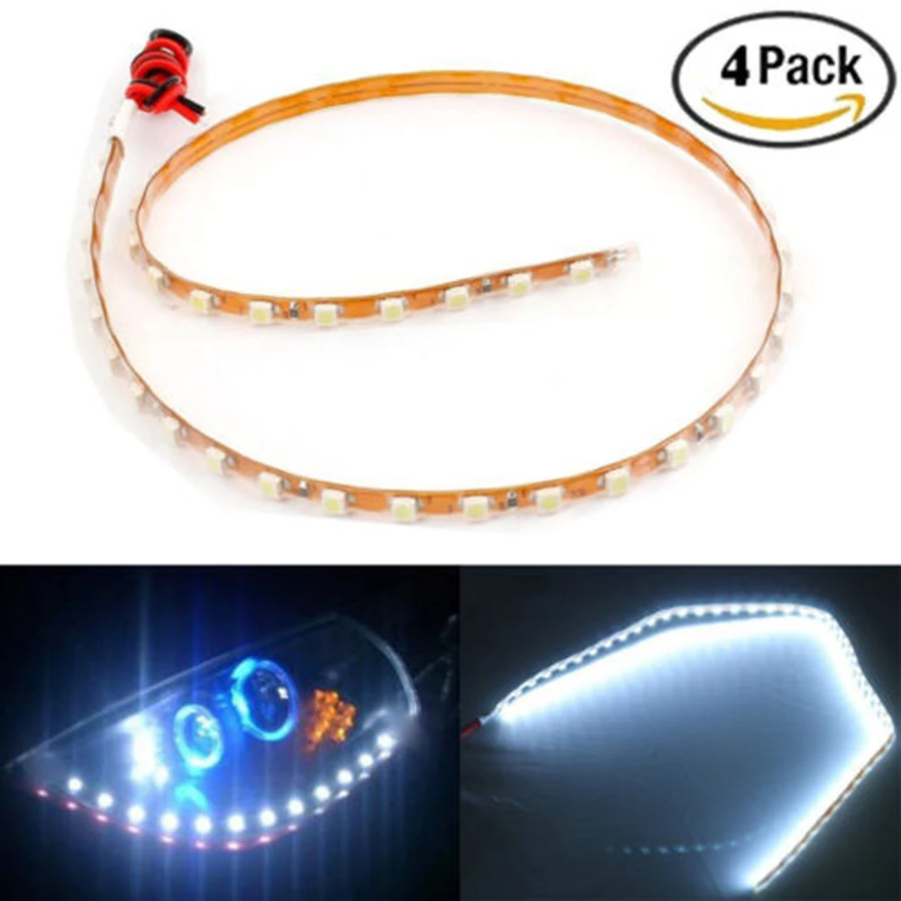 

YSY 4pcs/lot 45cm 45SMD 3528 1210 LED strip Car Trucks Motor Grill Flexible Waterproof Light Strips car styling motorcycle