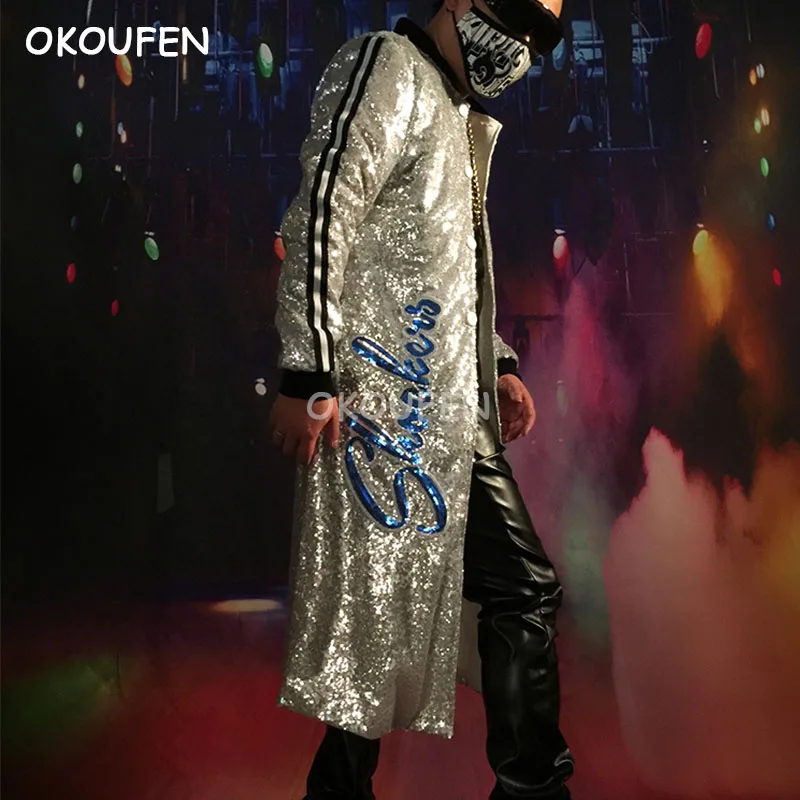Personality New Man Silver Sequins long Coat costumes party show dance wear nightclub bar male singer dancer DJ stage jacket
Personality New Man Silver Sequins long Coat costumes party show dance wear nightclub bar male singer dancer DJ stage jacket