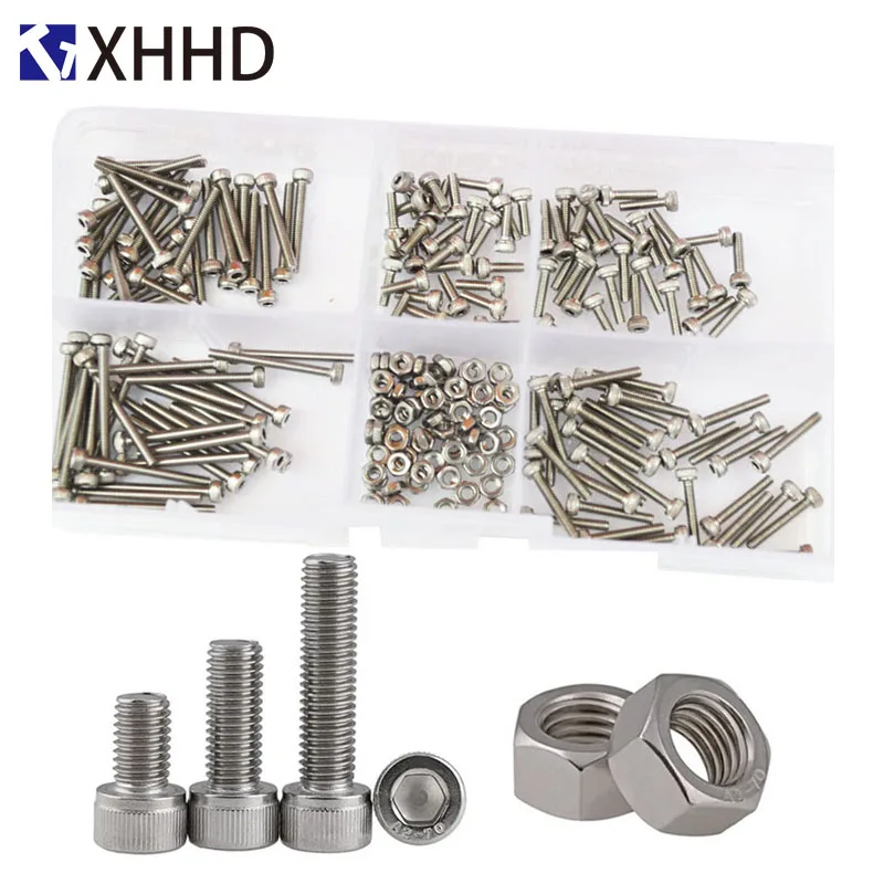 DIN912 Hex Socket Head Cap Screw Metric Thread Hexagon Allen Bike Machine Bolt Nut Set Assortment Kit Box 304 Stainless Steel M2
DIN912 Hex Socket Head Cap Screw Metric Thread Hexagon Allen Bike Machine Bolt Nut Set Assortment Kit Box 304 Stainless Steel M2