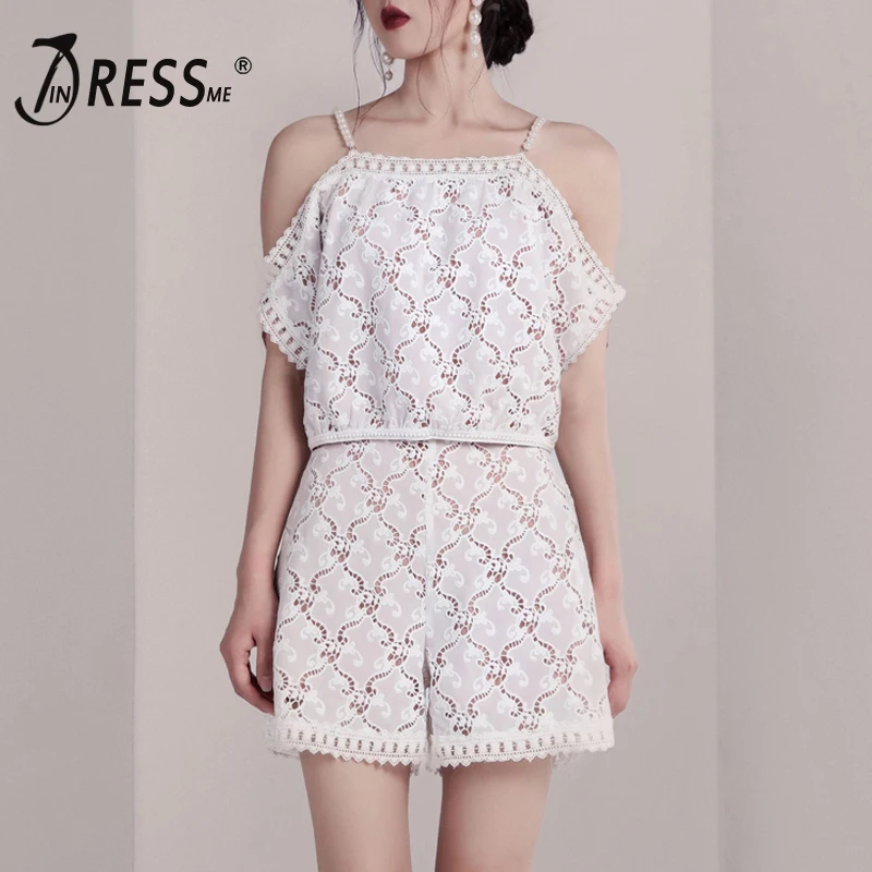 Женский комплект из двух предметов INDRESSME, кружевной топ с открытыми плечами и шорты, жемчужные ремешки, сексуальный Модный комплект, 2019
Женский комплект из двух предметов INDRESSME, кружевной топ с открытыми плечами и шорты, жемчужные ремешки, сексуальный Модный комплект, 2019