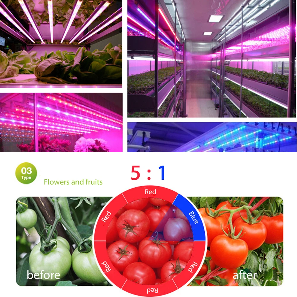 Светодиодная лампа для выращивания растений полный спектр 1 м 5