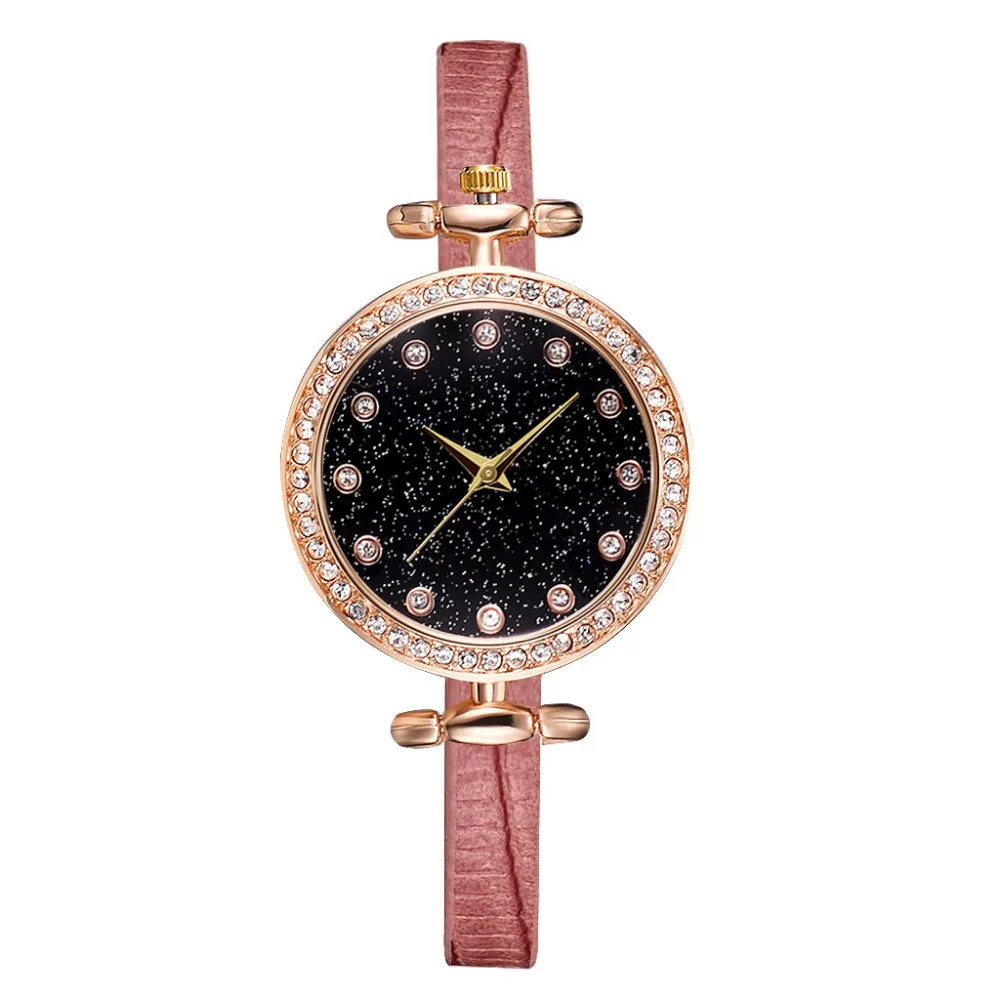 Fashion Lady Starry Dial Rhinestone Leather Belt Watch Analog Quartz Watch Wristwatch Girls Bracelets Montre Femme Clock 328
Fashion Lady Starry Dial Rhinestone Leather Belt Watch Analog Quartz Watch Wristwatch Girls Bracelets Montre Femme Clock 328