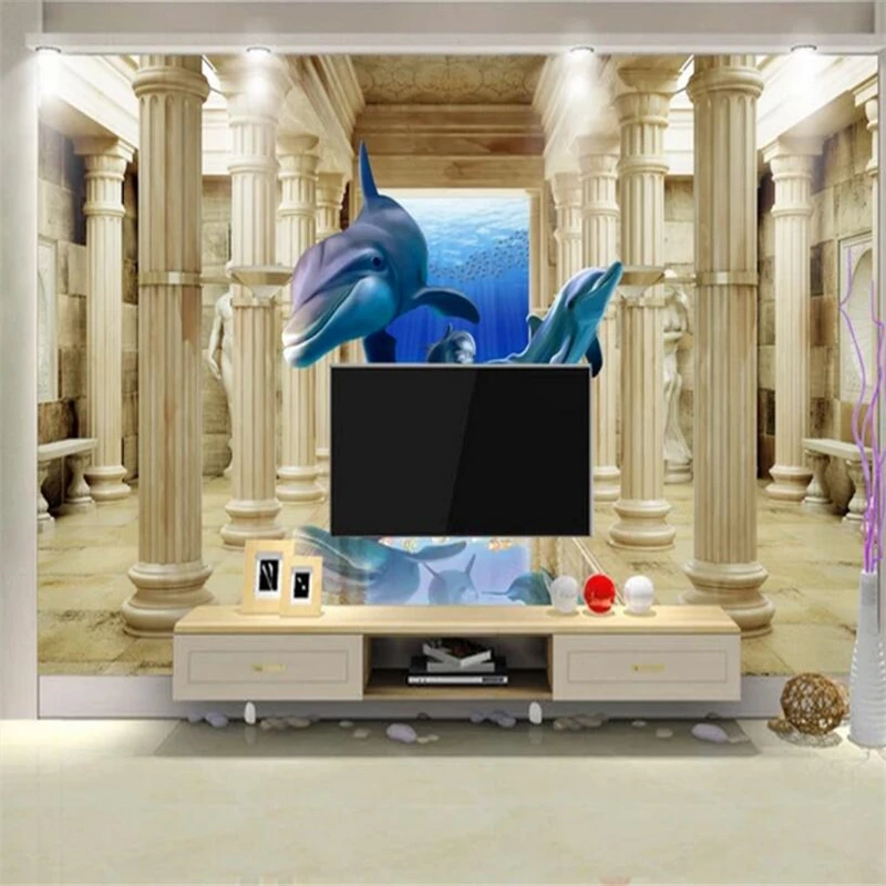 Подводный мир wellyu 3D дворец римская колонна ТВ зеленые обои | Обустройство дома